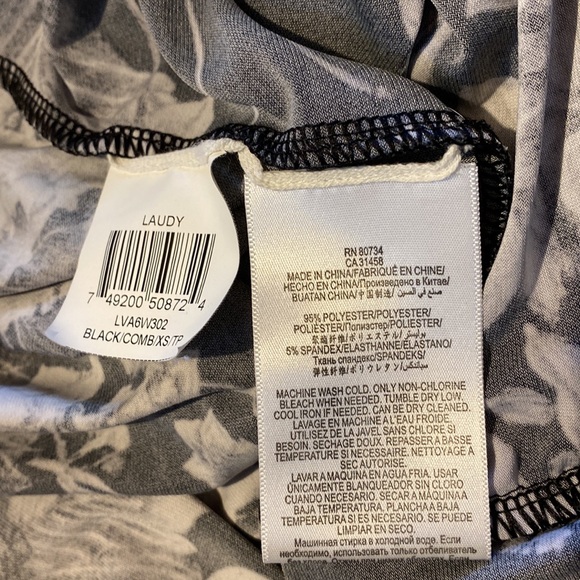 BCBGMAXAZRIA Laudy v-neck midi dress with black and white florals size XS - Picture 12 of 14